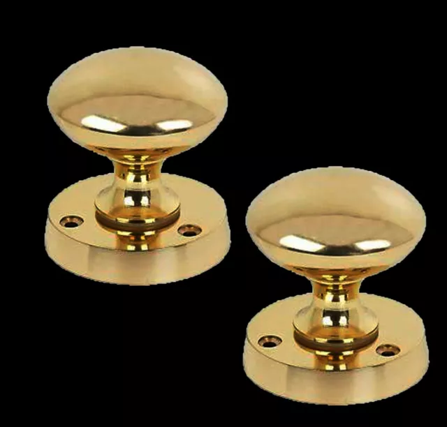 Par De polished brass Victoriano Muelle Ranura Pomos Puerta 55mm