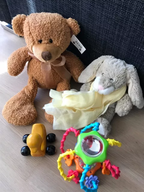 Set Babyspielzeug teilw. neu / gebraucht, Teddy, Hase, Rassel, Holzente Steiff