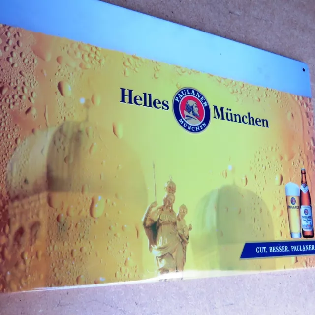 HELLES PAULANER Bier = Altes Blechschild München um 1995 TOP Brauerei Bier Mönch