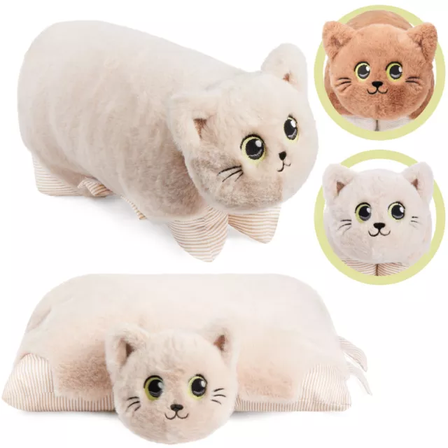 2en1 Gato Peluche y Cojín 40x30 cm Juguete de Peluche Suave para Niños