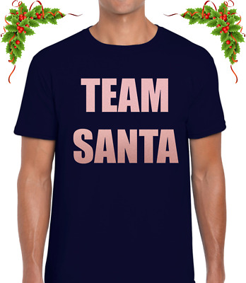 Team Santa Rose Gold Christmas Mens T Shirt Tee Joke Funny Xmas Elf Design Top