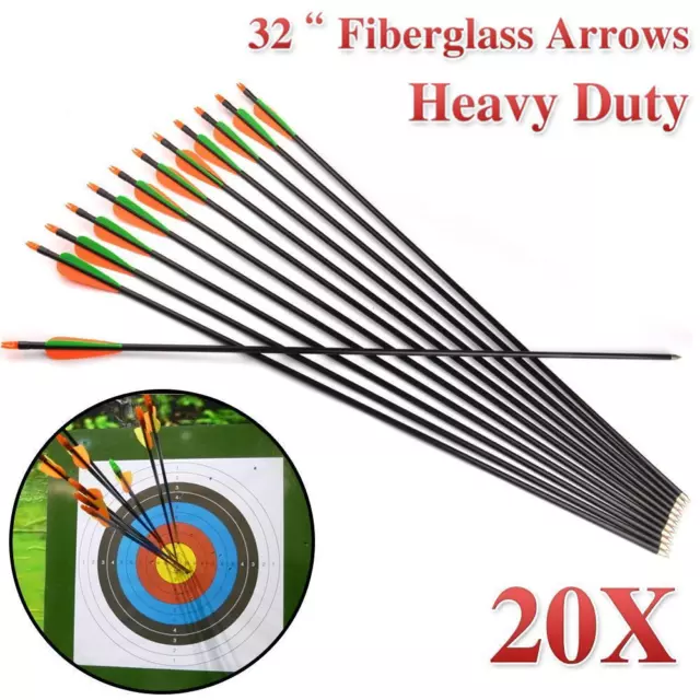 20 x 32" FiberGlass Arrows Archery Hunting Compound Bow Fiber Glass NEW