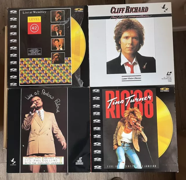 1980s music laserdiscs - Cliff Richard Tina Turner Level 42 Phil Collins