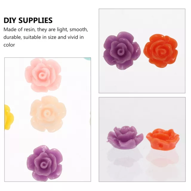 100pcs Rose Flower Resin Cabochons for DIY Jewelry 10mm-RP