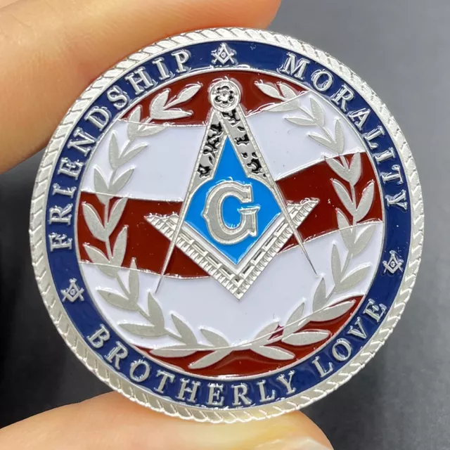 Masonic Silver Coin Friendship Morality Brotherly Love US Freemason Military