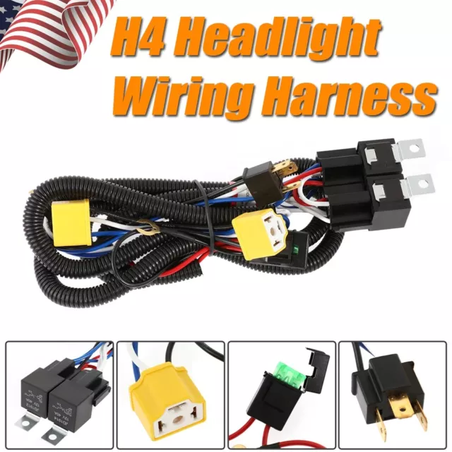 H4 LED Headlight Brightness Intensifier Wiring Harness For Dodge D150 D250 D350