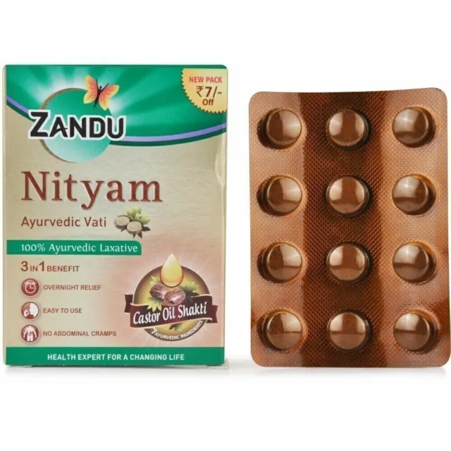 Tabletas ayurvédicas Nityam (500 pestañas) para estreñimiento larga expiración fecha