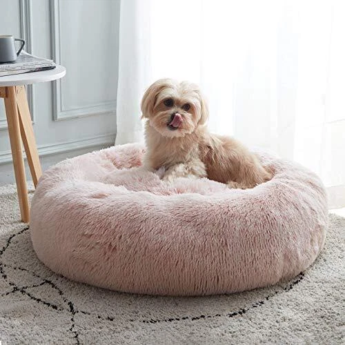 Calming Dog Bed & Cat Bed Anti-Anxiety Donut Dog Cuddler Bed Warming Cozy Sof...