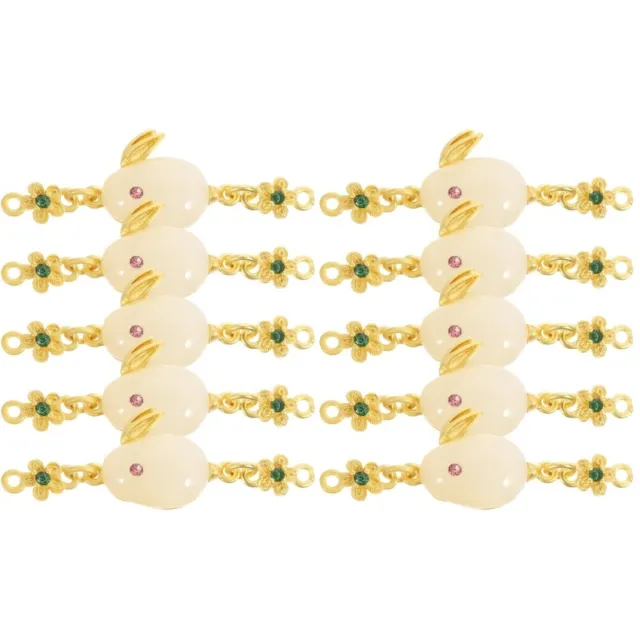 10 Pcs Jade Rabbit Pendant Charms Zodiac Bracelet Accessories