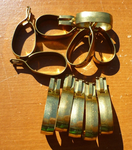 Lot of (11) Vintage Brass 5/8" Oval Clip-On Cafe Curtain Rings Drapery Oblong
