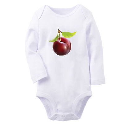 Babies Fruit Plum Pattern Romper Newborn Bodysuits Infant Jumpsuits Long Outfits