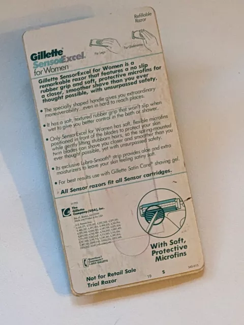 1996 Vintage Gillette Sensor Excel Femme Vert Rasoir Poignée 1 Cartouche Neuf 3