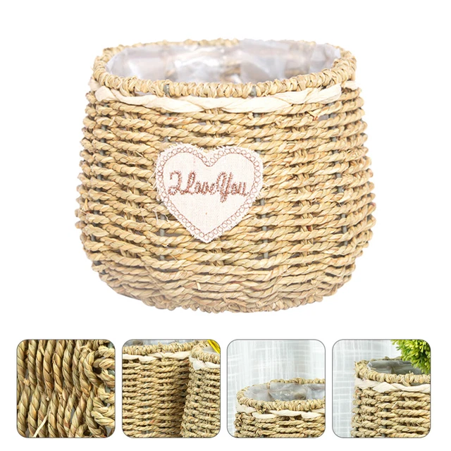 Seagrass Plant Basket Seagrass Plant Pot Straw Flower Basket Plants Pots Rattan 8