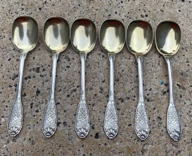 Christofle Cardeilhac Sterling Silver Ice Cream Spoons Set Of Six