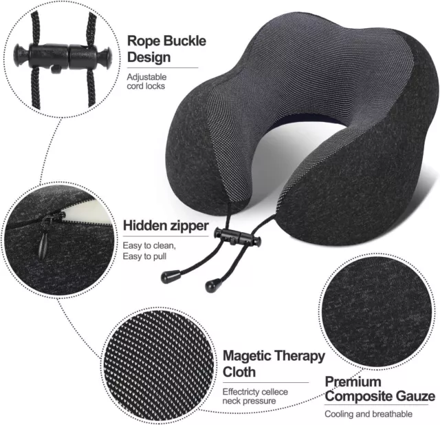 Memory Foam U-Shaped Travel Pillow Neck Support Head Rest Car Plane Soft Cushion 3