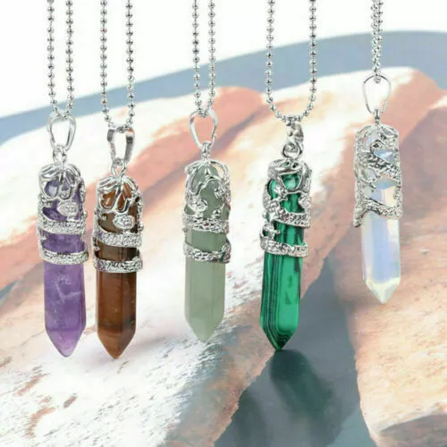 Hexagonal Quartz Crystal Chakra Healing Point Pendant Necklace Wedding Jewelry