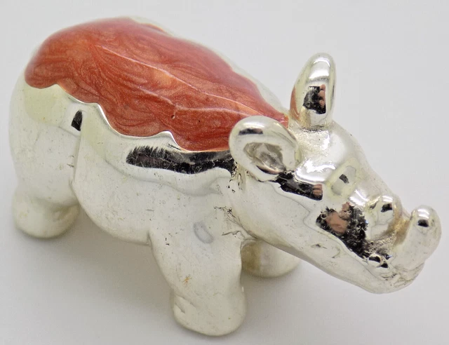 Vintage Italian Handmade Sterling Silver 925 Ottaviani Rhino Figurine Miniature