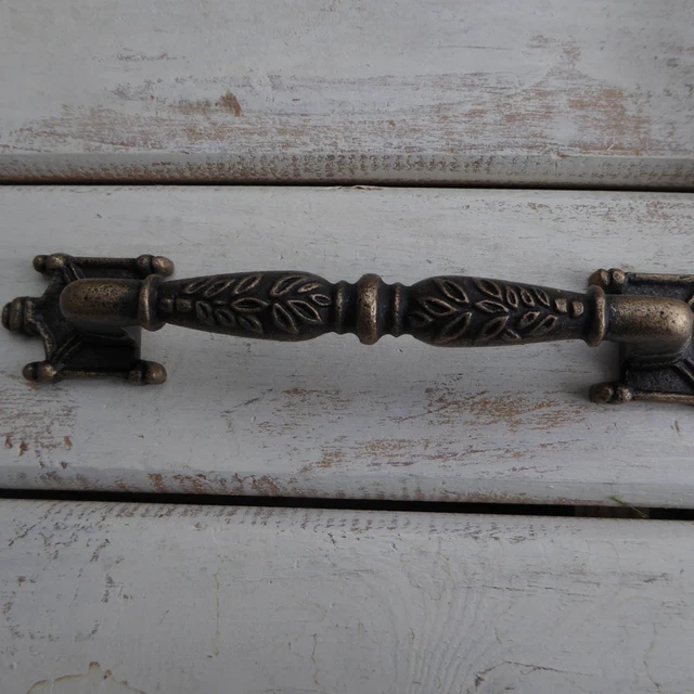 Vintage Drawer Pull Bronze Leaves Metal Handle Kitchen Cabinet Dresser Door Knob