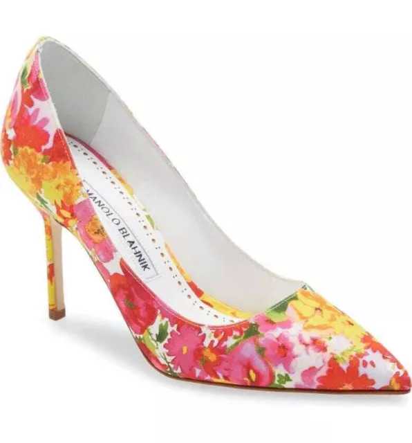 MANOLO BLAHNIK Women's BB FloralPrint POINTED TOE PUMP SHOE 39 NEW WITH BOX