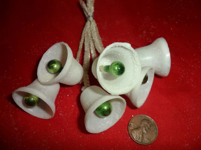 6 Sugar Bells with 10mm Mercury Glass Ball - Green