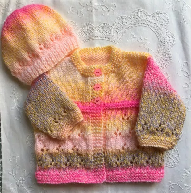 * New Born Plus * 2 Piece Baby Jacket Set * Multicolours * Aust Hand Knitted *