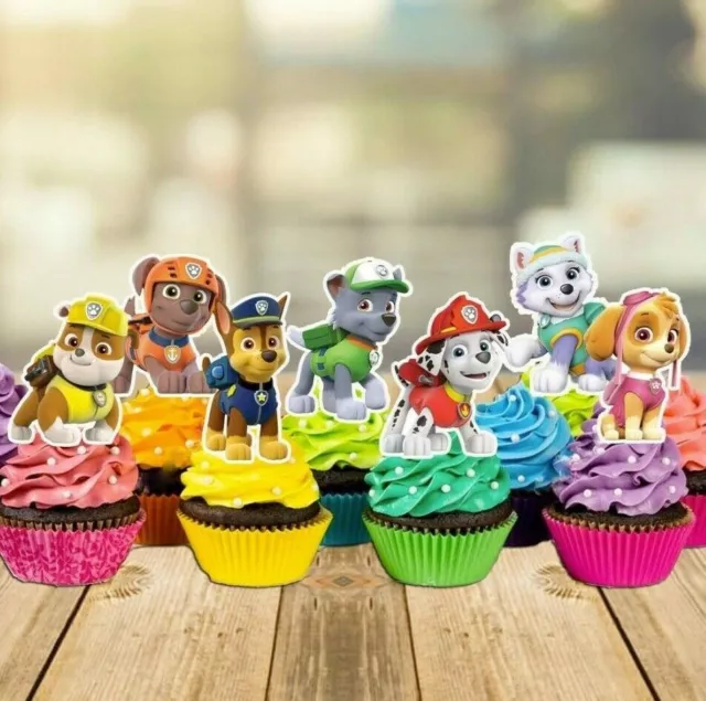 25 x Paw Patrol Stand Up Cupcake Toppers Edible Wafer Card Birthday Cake Party