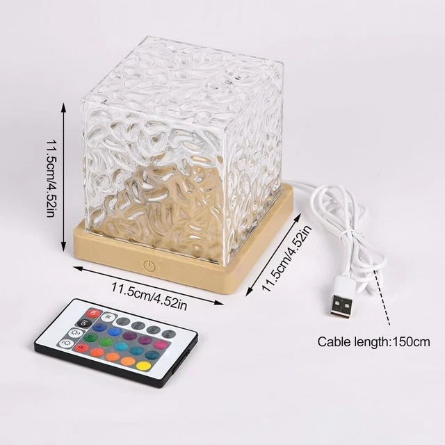 Water Ripples Night 16-COLOR ROTATING WATER Ripple Night Light Crystal Lamp Remote Home ...