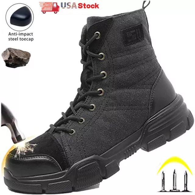 Mens Work Safety Boots Lightweight Steel Toe Industrial Construction Shoes size