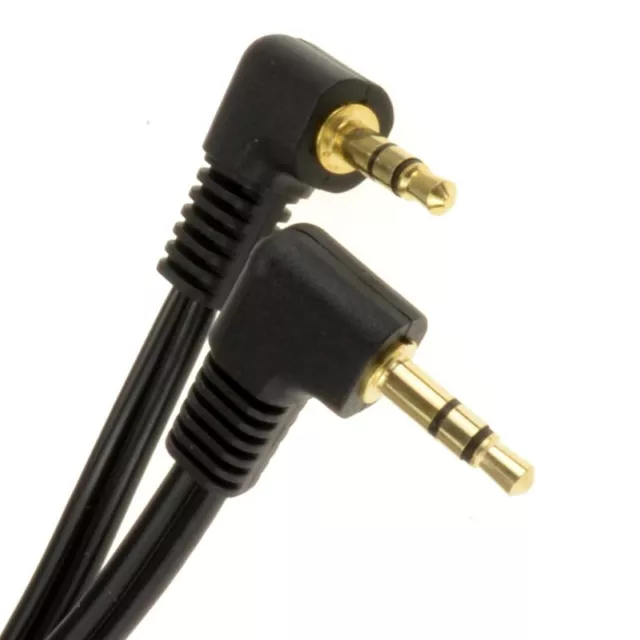 3.5mm Dual Rechtwinklig Stecker Klinke auf Klinke Stereo Audio Kabel 2m Schwarz