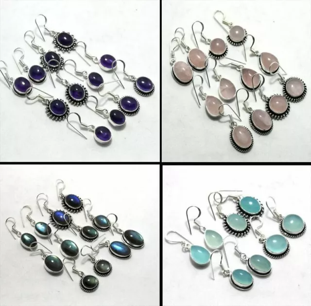 Amethyst & Mix Gemstone 925 Sterling Silver Plated 50Pair Earrings Lot 5FE-165