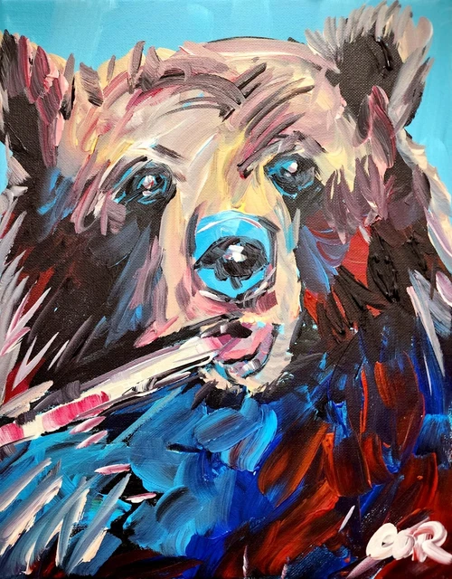 Corbellic Impressionism 14X11 Smoking Bear Collectible Canvas Painting Art Decor