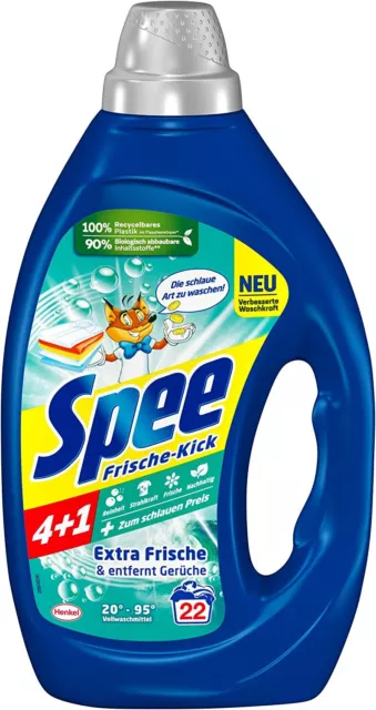 Spee Aktiv Gel Frische-Kick 4+1 Flüssigwaschmittel Frisch & Nachhaltig, 1x 22 WL