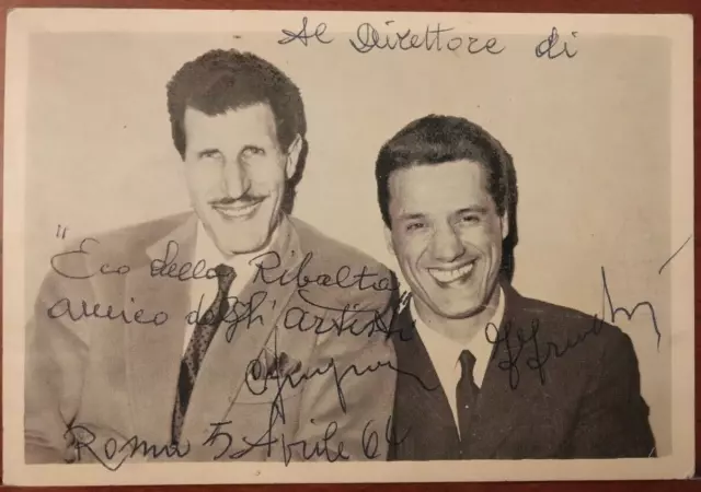 1964 Fotografia Con Autografo Coppia Di Attori Franco Franchi Ciccio Ingrassia