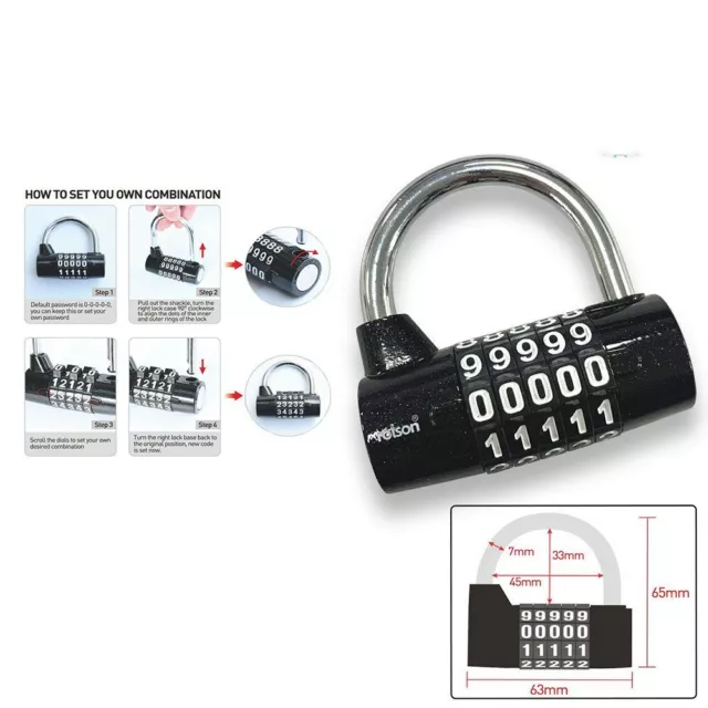 Door Lock 5 Digit Combination Dial Padlock Password Padlock Combination Lock 3