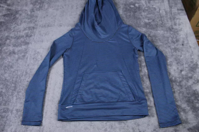 Lole Sweatshirt Women Large Dark Blue Striped Hoodie Lightweight Casual Active