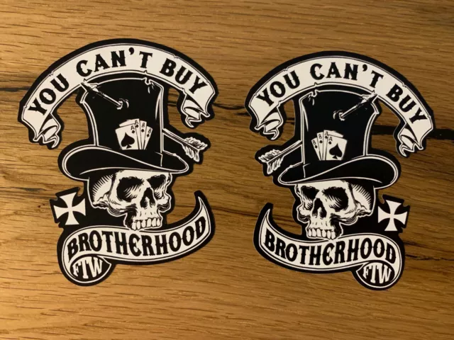 2x Brotherhood Aufkleber Biker Sticker Rocker Skull Rockabilly Oldschool MG367