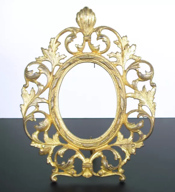 Italia XVIII Cornice IN Bronzo Dorata E Decorazione Pianta Fogli di Acanto Frame