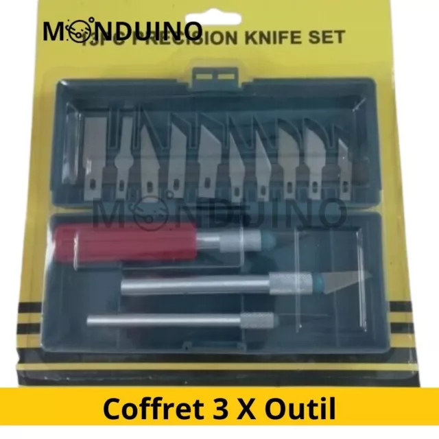 Coffret 3 X Outil Couteau De Précision Scalpel Cutter + 13 X Lames