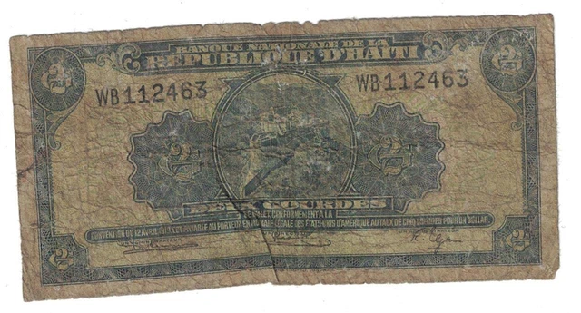 Haiti Two Gourdes banknote WB112463 P175 poor/AG condition