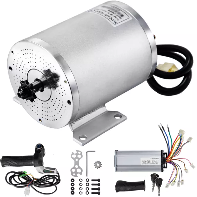 VEVOR Motor Eléctrico sin Escobillas 48V 2000W Motor CC + Controlador y Llave