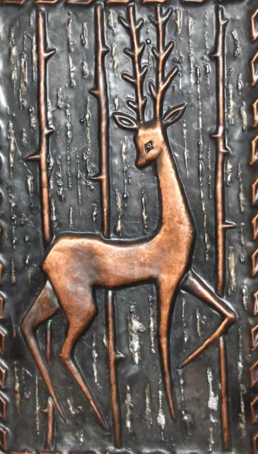 Vintage copper wall decor plaque deer