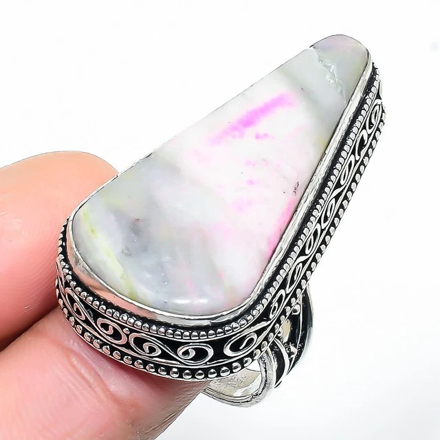 Swiss Green Opal Gemstone Handmade Gift Jewelry Ring Size 8 I307