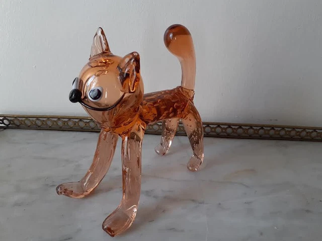 MURANO "LE CHAT" , époque 20e. H 17 cm, L 15 cm