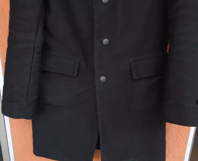 HANNES ROETHER MENS Moleskin Coat Overcoat Jacket Black Cotton Zig Dtl ...