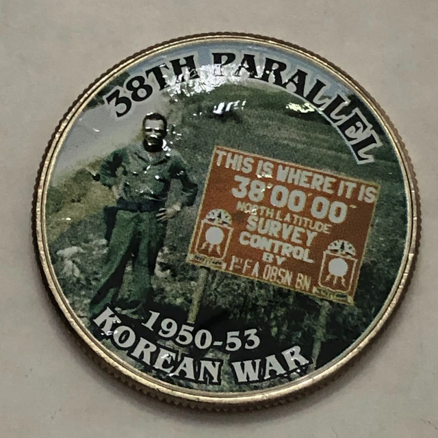 Colorized Kennedy half dollar. 38TH PARALLEL. KOREAN WAR 1650-1953. #61
