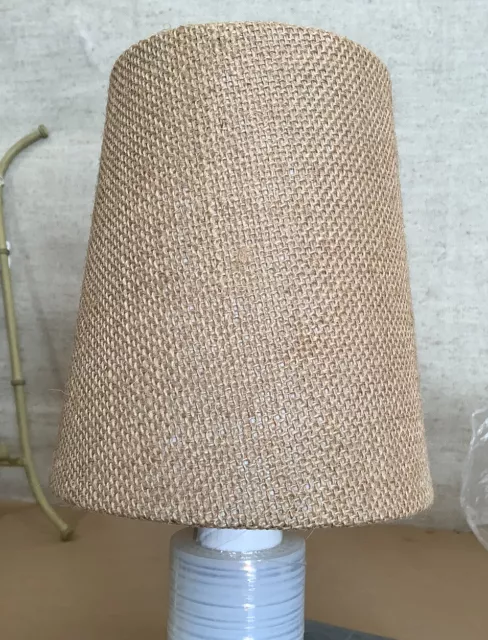 Handmade Burlap Mid Century Small Clip On Lamp Shade Drum Cone MCM 5.5x6.25x4