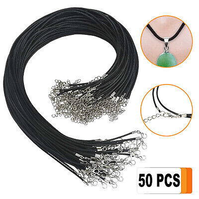 50PCS 18" Necklace Leather Cord Chain Braided Rope for Jewelry Making w/ Clasps