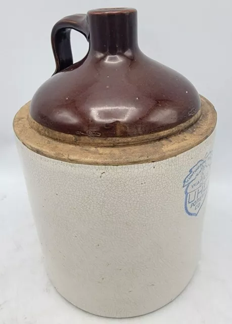 Acorn Wares UHL Pottery Co. Crock Jug One Gallon w/ Handle Huntingburg Indiana