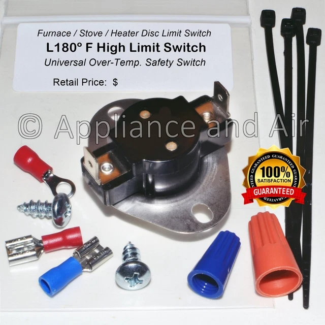 UNIVERSAL FURNACE HEATING Disc Limit Switch L180 +Hardware/Instruction