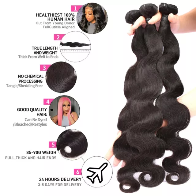 Extensión Cabello Humano Onda Cuerpo Lía Los Paquetes Agua Del Pelo Remy Teje 2